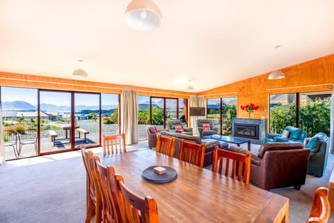 Patio, Living room, Dining area, Lake view, Mountain view, flat iron