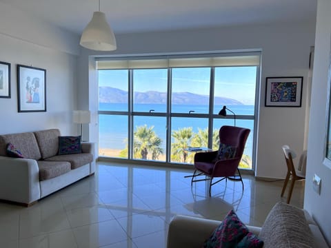 Living room, Seating area, Sea view