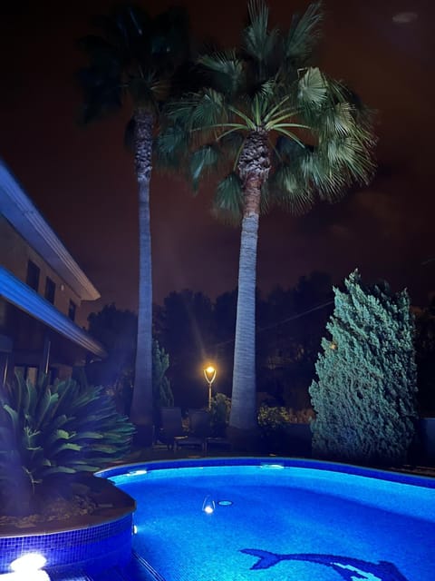 Night, Pool view, Swimming pool