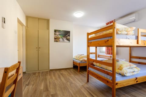 Bed, Photo of the whole room, Bedroom, bunk bed, towels, wardrobe, air conditioner
