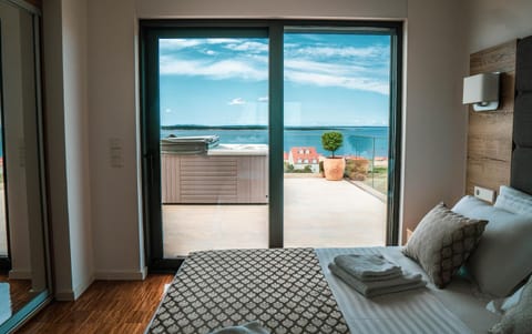 Bed, Bedroom, Sea view