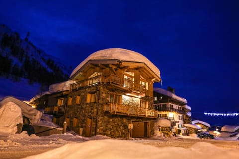 Property building, Night, Winter