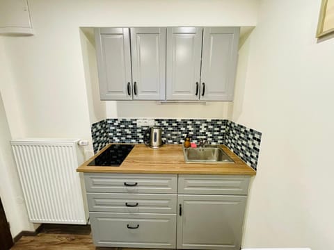 Kitchen or kitchenette, stove