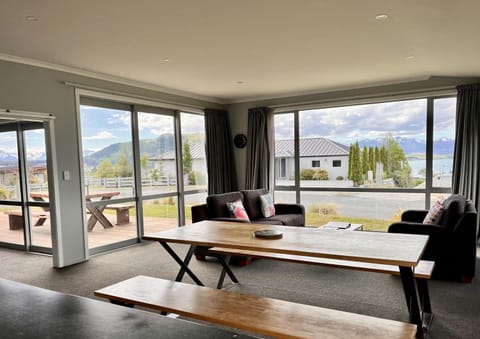 Patio, Living room, Dining area, Lake view, Mountain view