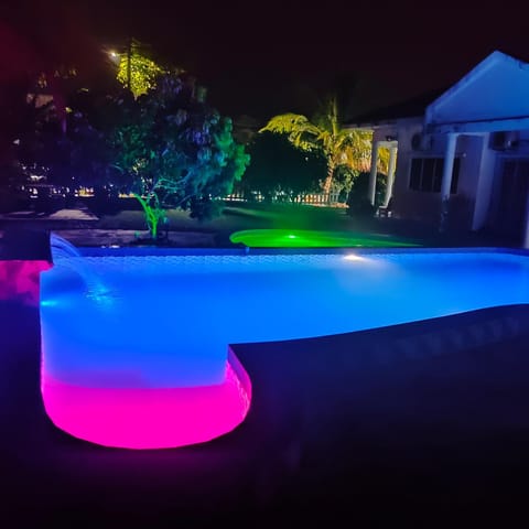 Night, Pool view, Swimming pool