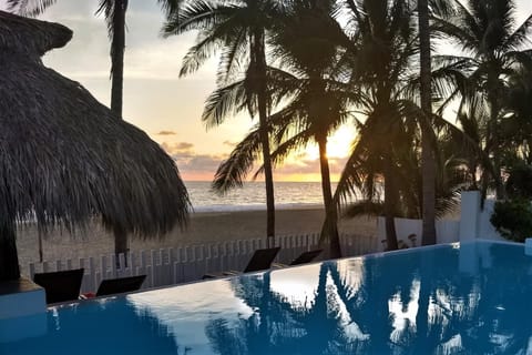 Natural landscape, Beach, Pool view, Swimming pool, Sunset