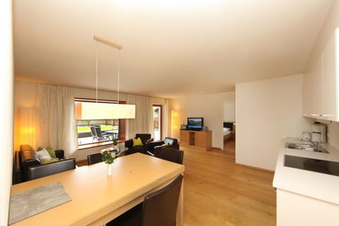 TV and multimedia, Balcony/Terrace, Kitchen or kitchenette, Living room, Seating area, Dining area, Bedroom