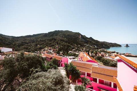 Pink Palace Beach Resort Hotel in Saint Gordios beach