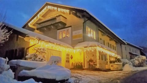 Property building, Facade/entrance, Night, Winter, Sunset