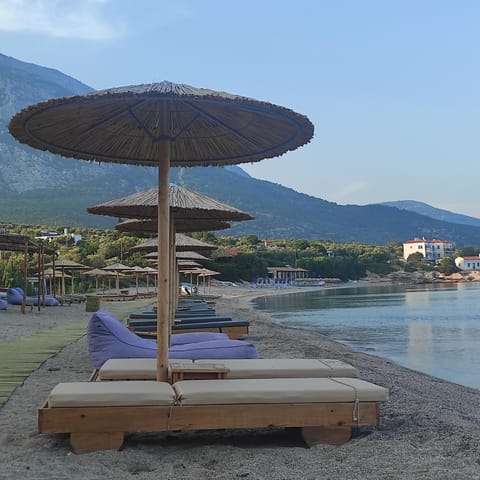 Natural landscape, Beach, Mountain view, Sea view