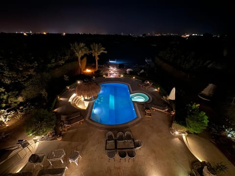 Night, Pool view, Swimming pool