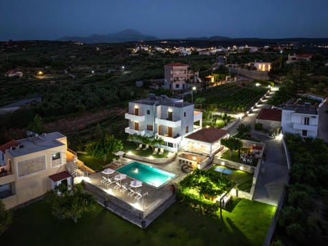 Property building, Night, Natural landscape, Bird's eye view, Mountain view, Pool view, Swimming pool