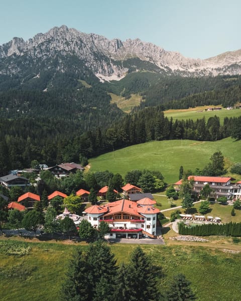 Property building, Natural landscape, Bird's eye view, Summer, Mountain view