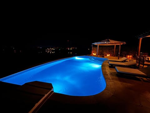 Night, Pool view, sunbed