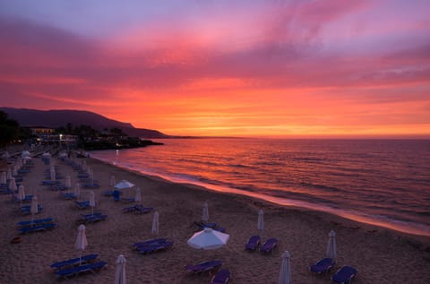 Beach, Sea view, Sunset, sunbed