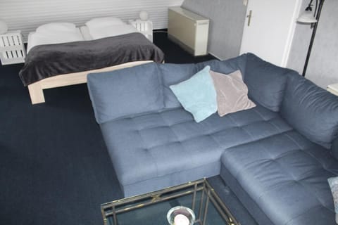 Bed, Living room, Seating area