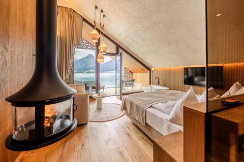 View (from property/room), Photo of the whole room, Lake view, fireplace