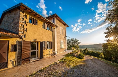 Property building, Facade/entrance, Spring, Natural landscape, Mountain view, Sunset