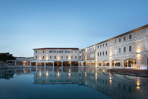 Property building, Swimming pool, Sunset