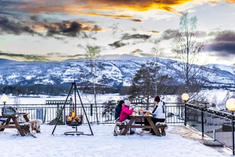 Property building, People, Natural landscape, Winter, Skiing, Balcony/Terrace, Mountain view, group of guests