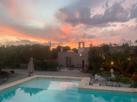 Natural landscape, Pool view, Swimming pool, Sunset