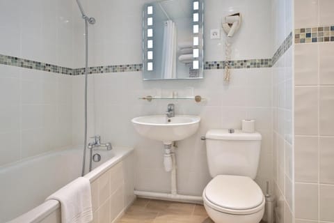 Toilet, Bathroom, Bath, hair dryier, towels