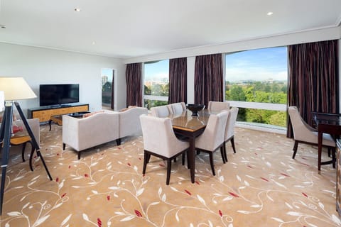 Living room, Seating area, Garden view