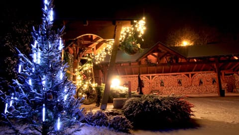 Property building, Night, Winter