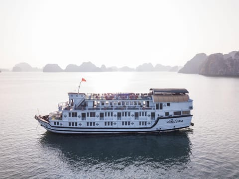 Halong Paloma Cruise Docked boat in Laos