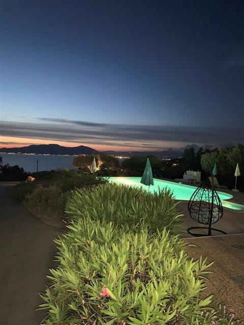 Night, Pool view, Sea view