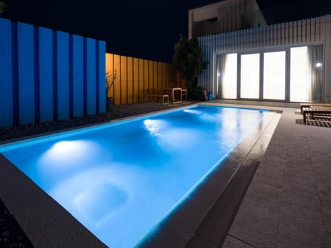 Night, Pool view, Swimming pool