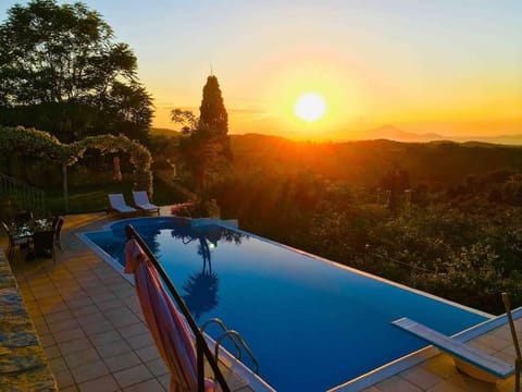 Mountain view, Pool view, Swimming pool, Sunset, sunbed