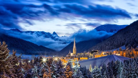 Nearby landmark, Night, Natural landscape, Winter, Mountain view