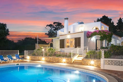 Property building, Swimming pool, Sunset