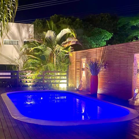 Night, Garden, Pool view, Swimming pool