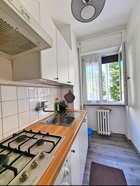 Kitchen or kitchenette, stove