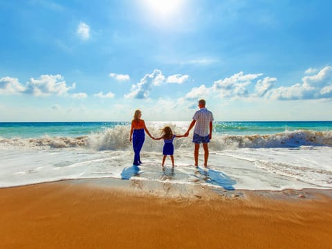 Natural landscape, Beach, Guests, children, group of guests, Family