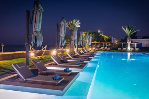 Night, Pool view, Swimming pool