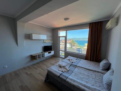 Bed, Sea view