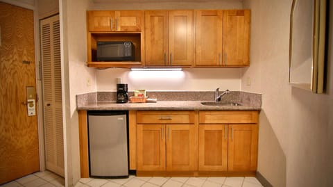 Kitchen or kitchenette, microwave