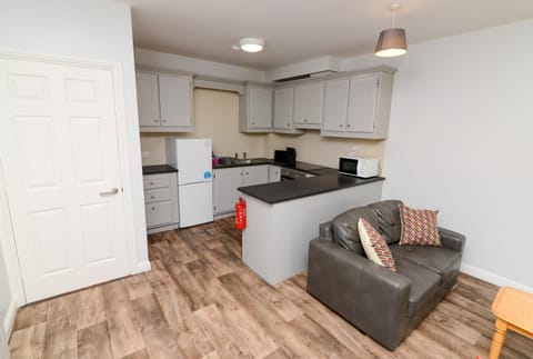 Kitchen or kitchenette, Living room, Seating area, Dining area, stove