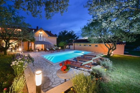 Property building, Night, Garden, Garden view, Pool view, Swimming pool