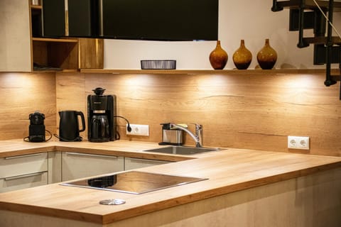 Kitchen or kitchenette, stove