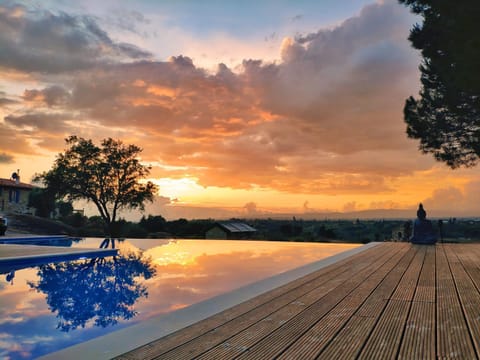 Natural landscape, Swimming pool, Sunset