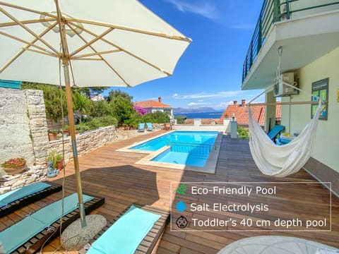 Property building, Pool view, Swimming pool, sunbed