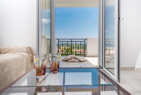 Bird's eye view, Living room, Seating area, Dining area, Sea view