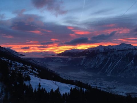 Winter, Mountain view, Sunrise