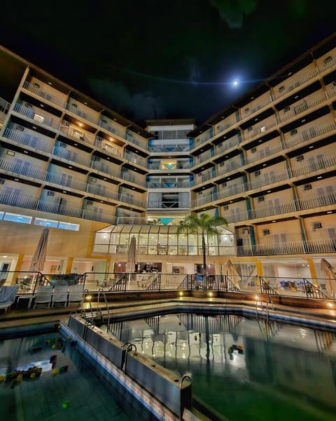 Property building, Night, Pool view, Swimming pool