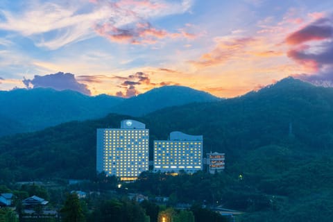 Property building, Natural landscape, Mountain view, Sunset