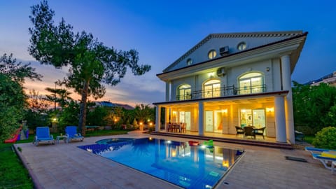 Property building, Swimming pool, Sunset